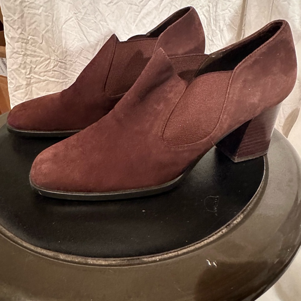 What’s What stacked heeled ankle booties